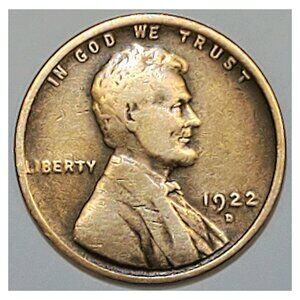1922-D 1¢ LINCOLN WHEAT CENT COIN, SEMI-KEY DATE PENNY, LOW-MINTAGE!